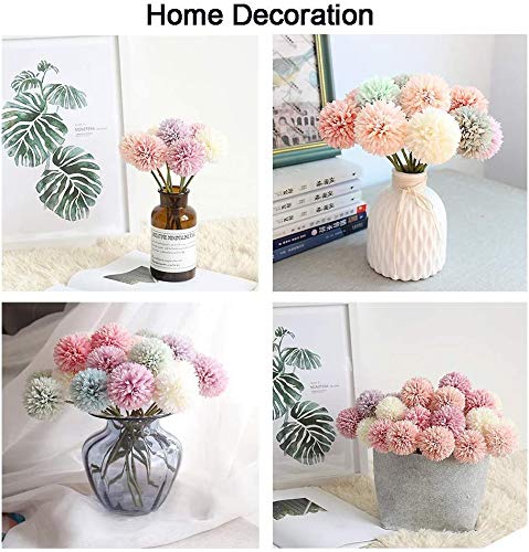 12pcs Orange Artificial Flowers Fake Flowers Silk Artificial Chrysanthemum Ball Hydrangea Bridal Wedding Bouquet for Home Garden Party Decor (Orange) - color: Orange，12pcs