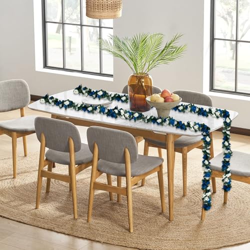 8Pcs 63Ft Blue White Rose Garland, Fake Flower Vines, Artificial Vine Flowers, Rose Hanging Garland for Party Wedding, Garden, Room Table, Christmas, Backdrop Wall Arch Decor - color: White Blue, size: 8Pcs-63Ft