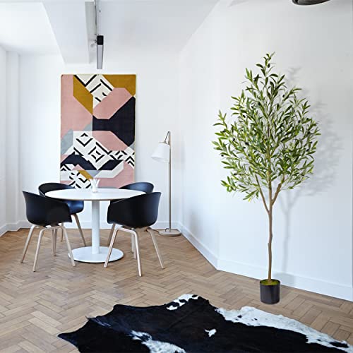 Warmplants Artificial Olive Tree, 6ft Tall Fake Olive Leaves Plant with Basket, Indoor Outdoor Faux Olive Topiary Silk Tree for Home Livingroom Office Décor - size: 6ft