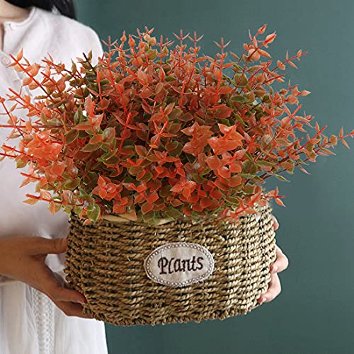 RECUTMS 8 Bundles Artificial Fall Flowers No Fade Faux Autumn Plants, Fake Indoor Outdoor Greenery Decorations for Thanksgiving Christmas Wedding Party Home Garden Fireplace Décor(Fall Eucalyptus) - color: Fall Eucalyptus, size: 8 Pcs