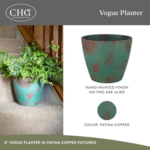 Classic Home and Garden by Growscape Vogue Planter Pots (8” Patina Copper) - color: Patina Copper