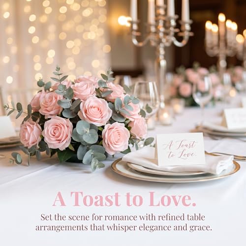 52pcs Blush Pink Roses Artificial Flowers Ivory Fake Flowers Silk Roses with Stems for DIY Wedding Bouquets Bridal Shower Centerpieces Arrangements Party Home Decorations - color: Blush Pink
