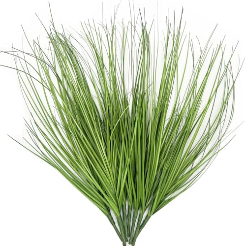 CATTREE Artificial Wheat Grass Shrubs, Fake Plants Faux Greenery Plastic Bushes Tall Stems for Outdoor Indoor Wedding Christmas Decor Office Yard Table Arrangements Planter Filler Decoration 8 Pack - color: Grass - Green - 8 Pack