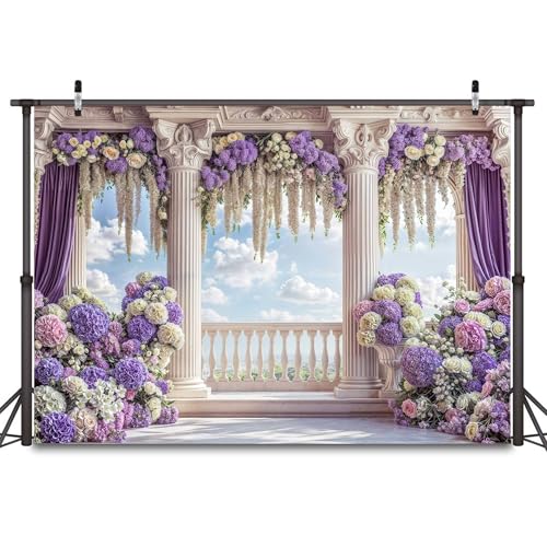 5 x 3 ft Wedding Floral Backdrop Purple Flower Wall Photography Backdrops for Wedding Bridal Shower Engagement Anniversary Party Cake Table Decor Photo Background Booth Studio Wall Decor Banner - color: Multi03, size: 5X3FT