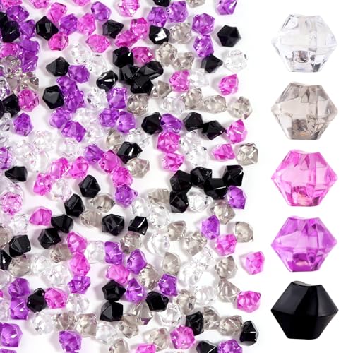 500 Pcs Fake Ice,11 * 14mm,Purple Series Acrylic Gems Vase Filler,Plastic Diamonds for Table Decoration DIY Craft Aquarium Display Party Centerpieces. - color: Purple Series, size: 11MMx14MM