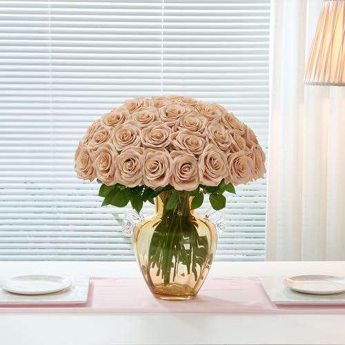 100 Pcs Artificial Roses Bulk Silk Beige Roses Tan Roses for Wedding Centerpieces Bridal Bouquet Mohter's Day Valentine's Day Home Decor - color: Beige