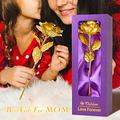 Childom Mothers Day Rose Gifts for Mom,Birthday Gifts for Women,Mothers Day Flowers Gifts for Mom from Daughter Son,Gold Artificial Flowers Gift for Her,Wife,Grandma,Christmas,Valentines,Anniversary - color: Gold