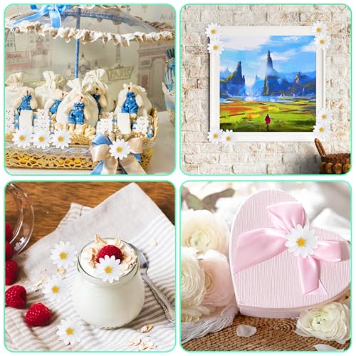 Nogeqi 100 Pcs Daisy Flower Head Artificial Daisy Flower White Gerbera Fake Flowers Heads for DIY Garland Craft Birthday Wedding Party Easter Bonnet Home Decoration