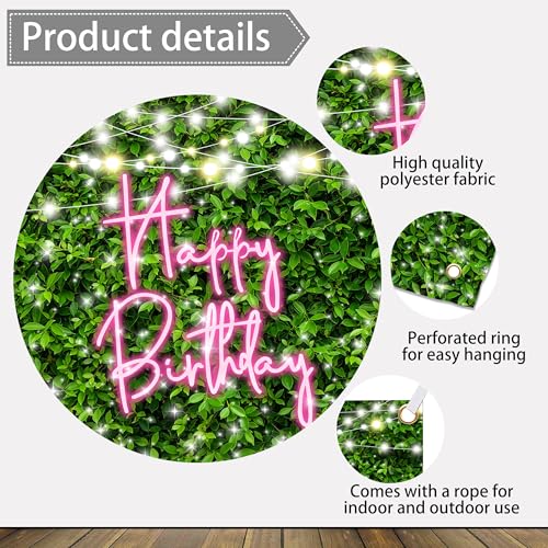 6x4 FT Happy Birthday Background Large Green Grass Wall Backdrop Birthday Banner for Woman Men Birthday Party Decorations Photo Props Supplies Polyester - color: Grass, size: 6x4 FT