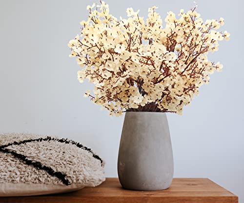 Hananona 10 Pcs Babys Breath Artificial Flowers Real Touch Fake White Flowers Silk Flowers for Spring Wedding Decor Indoor Floral Arrangement Table Centerpieces Home Decor (White, 10) - color: White