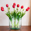 Artificial Tulips Flowers,Soft Touch Latex Bouquet, Fake Tulips,Spring Wedding Home Room Table Centerpiece Decor - color: 15pcs Red(no Vase)