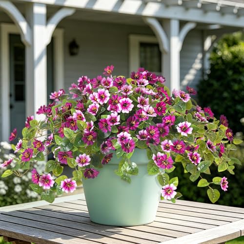 Hrobek Fake Artificial Flowers Hanging for Outdoors Decor, 2 Bundles UV Resistant Faux Silk Flowers for Planters Porch Patio Window Yard Balcony Fence Decoration - color: Purple, Light Purple-2