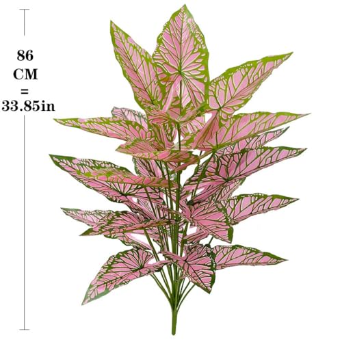 Aglaonema Plant with Variegated Green and Red Leaves, Fake Tree Leaf Simulation Flower Bonsai for Party Decoration Artificial Plants Floor Home Room Decor Ornament (Pink No Flowerpot, 85cm) - color: Pink No Flowerpot, size: 85cm