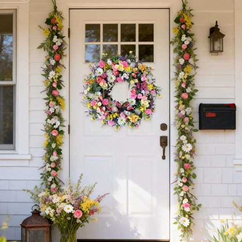 Idyllic 6Ft Spring Garland, Artificial Daisy Ranunculus Vine with Yellow Flowers for Wedding Arch, Party Decor, Mantel, Home Indoor Outdoor Decor - size: 6ft