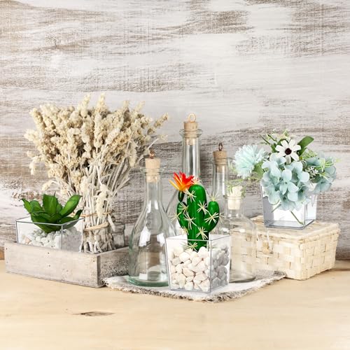 Tioncy 3'' x 3'' 24 Pcs Cube Clear Flower Vase Acrylic Flower Vase Square Acrylic Container Cube Decorative Centerpiece for Plant Home Office Floral Decor - size: 3'' x 3''