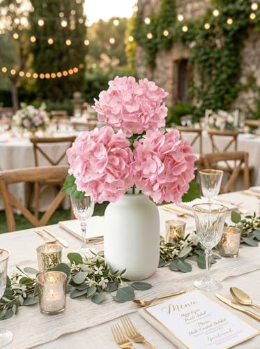3 Pcs Real Touch Pink Hydrangea Artificial Flowers - 20" Large Jumbo 3D Latex Light Blush Pink Faux Hydrangeas for Baby Shower, Wedding Centerpieces, Vase Floral Arrangement (Light Pink) - color: Light Pink