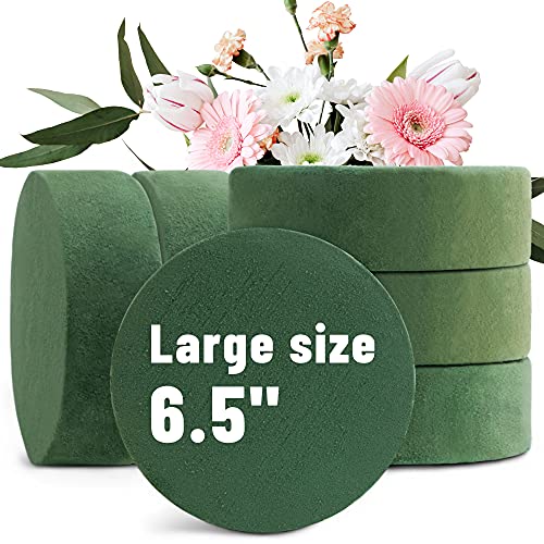 Max Shape 6 Packs Round Floral Foam Blocks，6.5'' Large Dry Floral Foam for Artificial Flowers,Flower Foam Blocks for Wedding Aisle Flowers Party Decoration - size: 6.5''