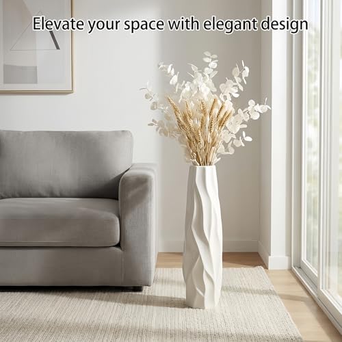 Large Floor Ceramic Tall Vase 28 Inches,White Modern Flower Tall Vases for Office, Home,Farmhouse,Living Room Décor,Simple Origami Design Fall Decorative Porcelain Flower Arrangement Vase Ideal Gift - color: Shape 2, size: 28 inch