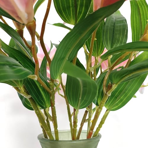 Artificial Lilies Flowers,10Pcs Faux Lily Flower,20''Tiger Lily Branch with 2 Full Blooms , Faux Fake Lilies Plants for Wedding Bouquet Home Party Indoor Floral Arrangements (10, deep orange) - color: Deep Orange