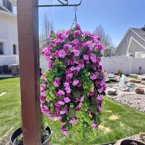INXUGAO Artificial Fake Hanging Flowers Plants for Outdoor Spering Decoration, 2 PCS Faux Silk Orchid Long Vines Stems Bouquet UV Resistant for Wall Home Porch Patio Outside (Double Lotus) - color: B-double Lotus