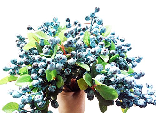 Mistari 10 Pack Artificial Flowers California Faux Blueberries Artificial Stems for Decorating Blueberry Picks Fruit Fake Silk Flowers Home Decorative Party Wedding (Blue) - size: 10 Pack
