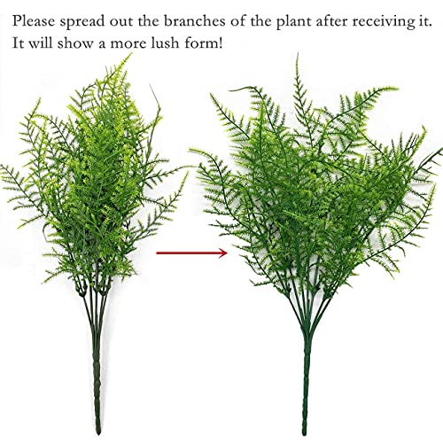Artificial Plants, Plastic Grass Fern Shrubs Leaves Fake Bushes Outdoor Indoor Greenery Home Garden Décor UV Resistant Planting Filler Table Centerpieces Arrangements DIY Decoration 8 Pack - color: Fine Grass/ 8 Pcs
