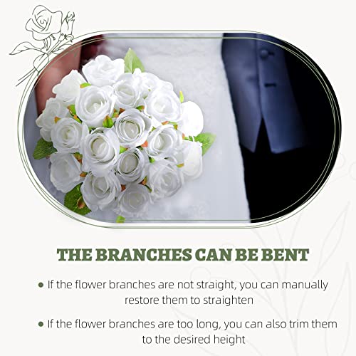 ZMZQ&flw 2 Bouquet Artificial Flowers 36 Heads Silk White Roses Fake Flowers Single Stem for Outdoor Bridal Wedding - color: White 36pcs