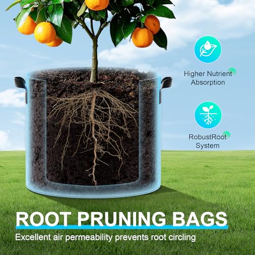 Land Guard 4-Pack Fabric Grow Bags 20 Gallon, Thickened Nonwoven Garden Pots, Growing Bags with Handles, Black - size: 20 Gallon