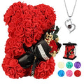 Mothers Day Rose Gifts for mom Rose Bear for Women, Artificial Rose Teddy Bear Birthday Bouquet, Mother's Day Rose Gift, Perfect for Wife, Mom, Grandma (Rose Red) - color: Rose Red