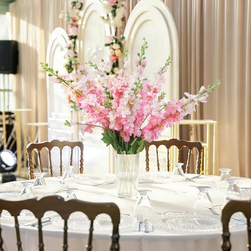 Delphinium Artificial Flowers 8PCS Single Stem Artificial Flowers for Home Table Festivals Indoor Outdoor Decor (Pink) - color: Pink