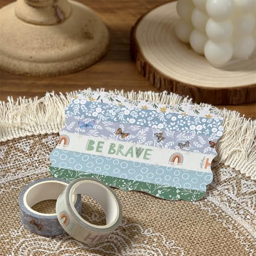 Boho Washi Tape Set 10 Rolls Cute Masking Graphic Floral Pattern Decorative Tapes for Arts, DIY Crafts, Journals, Planners, Scrapbook, Wrapping (Cool) - color: Cool