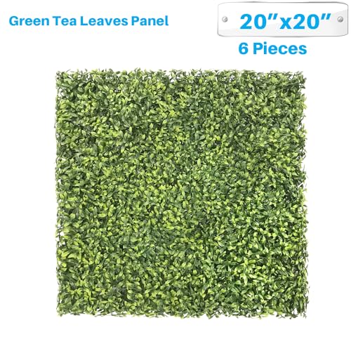 Patio Paradise 20"x20" (6PC) Artificial Grass Wall Panels Greenery Backdrop Faux Boxwood Hedge Fake Ivy Privacy Screen for Outdoor Wedding Décor Photography Background, Green Tea - color: Green Tea, size: 20"x20"