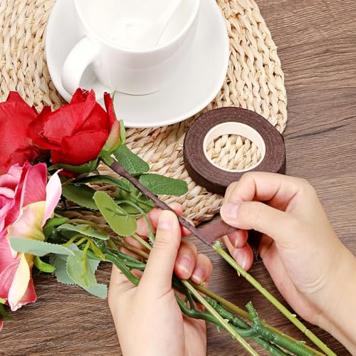 PATIKIL 30 Yard Floral Tapes, 4 Pack Florist Tape Crepe Paper Flowers Bouquets Tapes Waterproof for Flower Stem Wrapping, Red Brown (27 Meters)