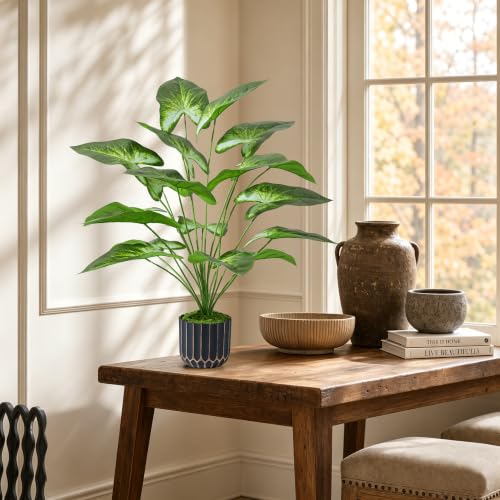 florisso 26" 3D Printed Artificial Tropical Potted Plant, Realistic Tall Faux Plant Indoor Outdoor Tree for Living Room Home Decor - size: 26" Tropical Plant