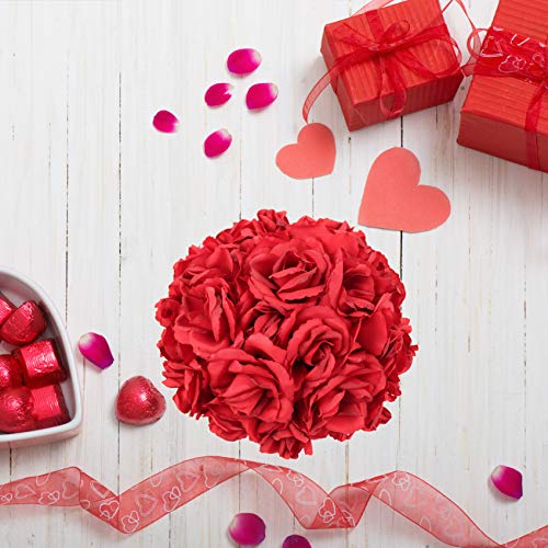 Larksilk Dark Red Artificial Roses 50pcs, Real Touch Fabric Fake Flowers with Stems for Wedding Flowers and Table Centerpieces - color: Dark Red