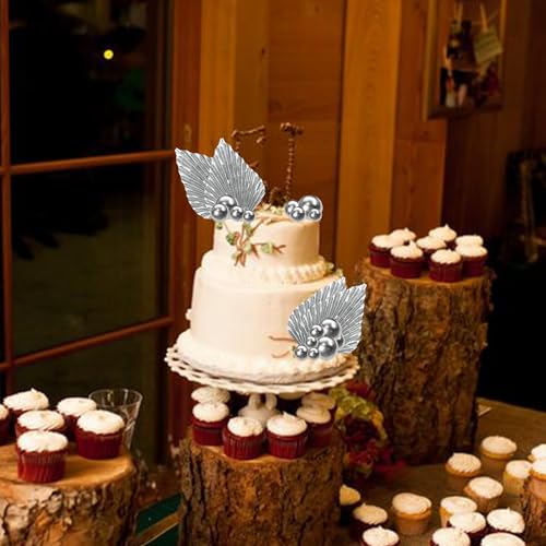 28 Pack Balls Cake Topper Paper Palm Fan Cake Topper Mini Balloon DIY Cake Insert Cake Decorations for Baby Shower Wedding Bridal Shower Birthday Party Decorations Silver - color: Silver
