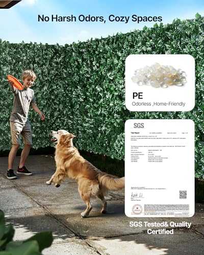 VEVOR Artificial Ivy Privacy Fence Screen, 59 x 98 in Faux Ivy Vine Leaf Hedges Fence, Greenery Privacy Fence with Mesh Cloth Backing, Green Wall Decoration for Outdoor Garden, Yard, Balcony - color: Ivy with Green Mesh Backing, size: 59 x 98 inch