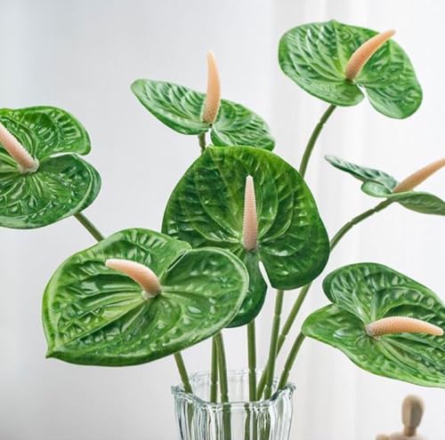 8 Pcs 23-5/8 inch Artificial Anthurium Flowers Real Touch Fake Flower for Table Centerpieces Arrangement and Bridal Wedding Festival Decor Flower Arrangement (Green) - color: Green