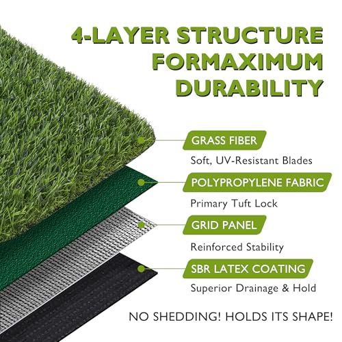 COOLCHOICE Artificial Grass Turf with Drainage Holes for Dog Potty Training 3 ft x 5 ft, 3 cm Fake Outdoor Rug Pee Pad for Patio Balcony Backyard, Indoor Green Mat Home Decoration, UV Flame Resistant - size: 3 ft x 5 ft