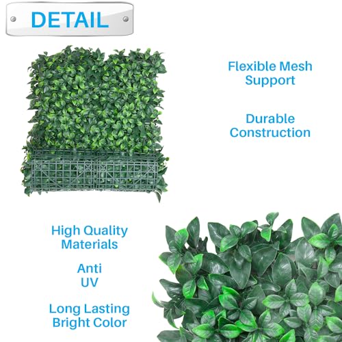 Patio Paradise 20"x20" (6PC) Artificial Grass Wall Panels Greenery Backdrop Faux Boxwood Hedge Fake Ivy Privacy Screen for Outdoor Wedding Décor Photography Background, Gardenia - color: Gardenia, size: 20"x20"