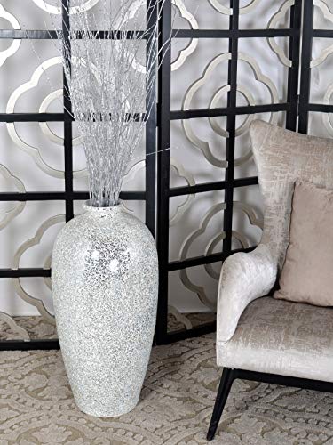 Glamorous Nilexus Vase Silver Mirrored Mosaic Glass Urn 32" H