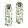echosari 2 PCS Fake Hanging Plants, Artificial Potted Plants Eucalyptus, Greenery Faux Plants Indoor for Modern Boho Home Bedroom Wall Book Shelf Decor - size: 2 PCS