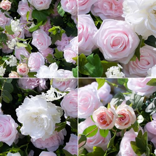 Artificial Flower Wall Panels, 3D Silk Floral Wall Backdrop, Rose Wall for Wedding, Baby Show, Party and Home Decor, Quick Assembly/Storage, Both Eco ＆ Pet Friendly, 4ft*8ft - color: Pinkchico, size: 4ft*8ft