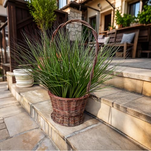 8PCS 17.3" Fake Plants Artificial Wheat Grass Greenery Plastic Plants Fake Grass Artificial Plants for Outdoor Decor Artificial Flower with Greenery Stems for Indoor Home Decoration - size: Short-8PCS