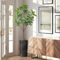 Artificial Tree in Geometric Spiral Pattern Planter, Fake Magnolia Tree for Indoor and Outdoor Home Decoration - 70" Overall Tall (Plant Pot Plus Tree) - style: Magnolia Tree
