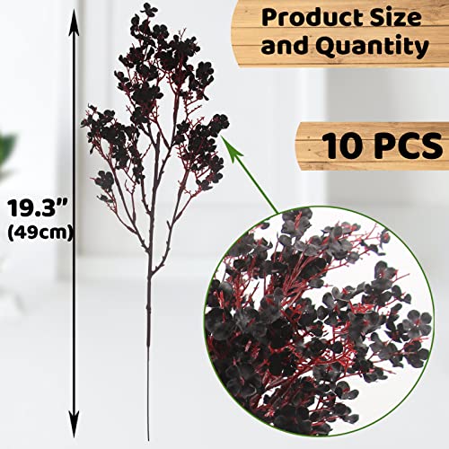 Hananona 10 Pcs Babys Breath Artificial Flowers Black Fake Silk Flowers for Halloween Home Decor Floral Arrangement Table Centerpieces (10, Black) - color: Black