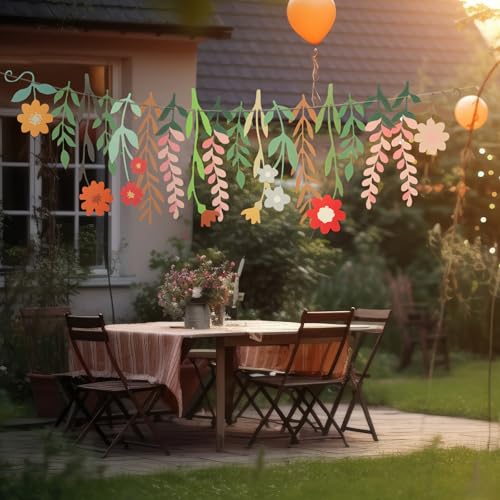 Yeaqee 2 Pcs Flower Banner Garland Cute Double-Sided Waterproof Spring Floral Birthday Party Decoration Paper Backdrop for Wedding Baby Shower(Wildflower,Colorful) - color: Colorful, style: Wildflower
