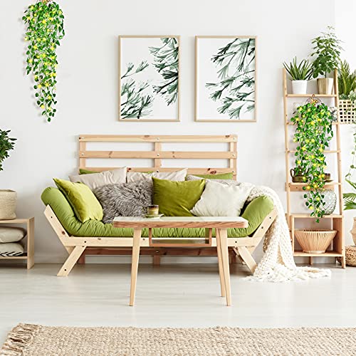 3 Packs LED Artificial Hanging Plants, 3.6 ft Fake Hanging Plant, Ivy Vine Fake Leaves Greeny Chain Wall Home Room Garden Wedding Garland Outside Decor (Basket Not Included) (Watermelon Leaves Style) - color: Watermelon Leaves Style