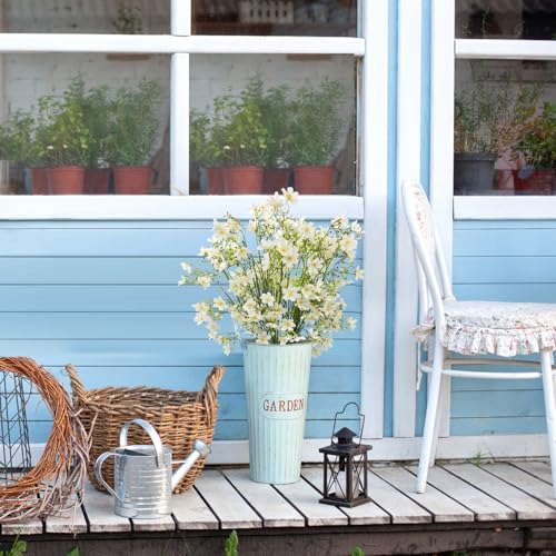 10 PCS Silk Flowers with Long Stems Artificial Flower for Tall Vase Outdoors Fake Babys Breath Bouquet Faux Floral Wedding Party Decoration Home Indoor Table Centerpiece Decor (White) - color: White