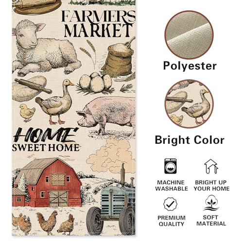 Farm Animals Dining Table Runner, Farmhouse Country Cow Lamb Pig Chicken Duck Barn Tractor Burlap Kitchen Decoration, Farmer Market Indoor Outdoor Sweet Home Decor Party Supply 13 x 108 Inches - color: Farm, size: Table Runner 13''X108''